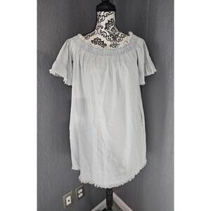 Women's Fantastic Fawn Dress Size Medium Blue Short Sleeves Blue Elastic Neck